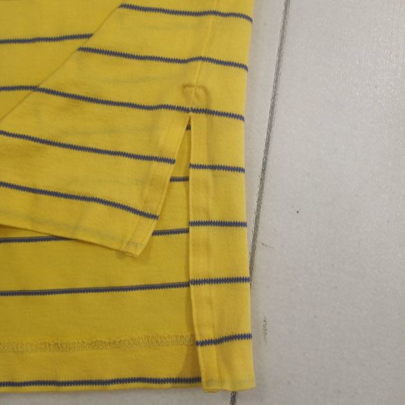 Polo Ralph Lauren Men’s Small Polo Shirt Yellow Striped Short Sleeve Hi-Low Hem - Picture 7 of 9